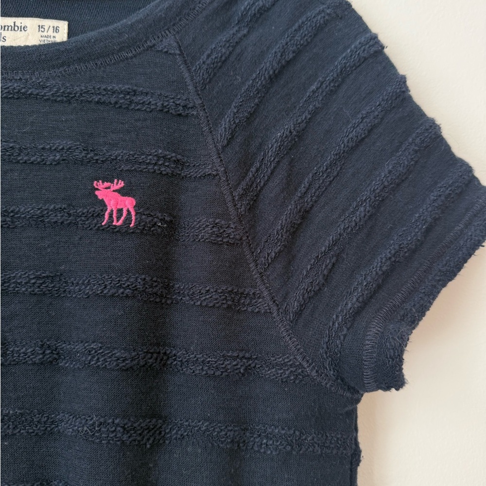 Abercrombie Kids Girls Navy Textured Dress size 15/16 | Stretch Waist Casual - Picture 4 of 7
